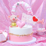 Soft Pompom Cloud Cake Topper Happy Birthday Party Cake Topper - Pink Blue