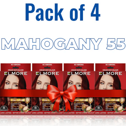 Elmore - Cream Hair Color With Argan Oil - 55 MAHOGANY - Pack of 4