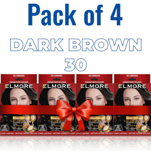 Elmore - Cream Hair Color With Argan Oil - 30 DARK BROWN - Pack of 4