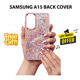 Samsung A15 Glitter Flower Fancy Mobile Cover for Ladies and Girls