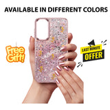 Samsung A15 Glitter Flower Fancy Mobile Cover for Ladies and Girls