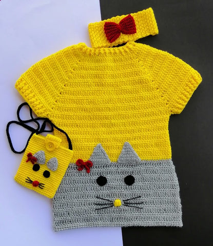 Hand Knitted Sweater With Head Band & Shoulder Pouch Online @ Best Price in Pakistan