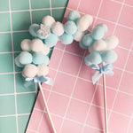 Soft Pompom Cloud Cake Topper Happy Birthday Party Cake Topper - Pink Blue