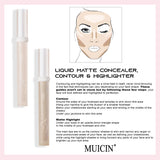 MUICIN - Liquid Matte Concealer, Contour, & Highlighter - 3g