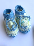 Hand Knitted Newborn Baby Sweater With Cap & Booties Blue